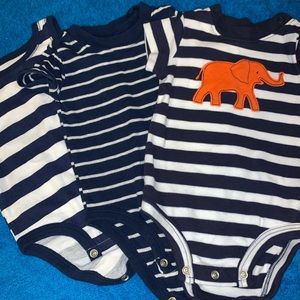 3 boys 6 month striped onesies